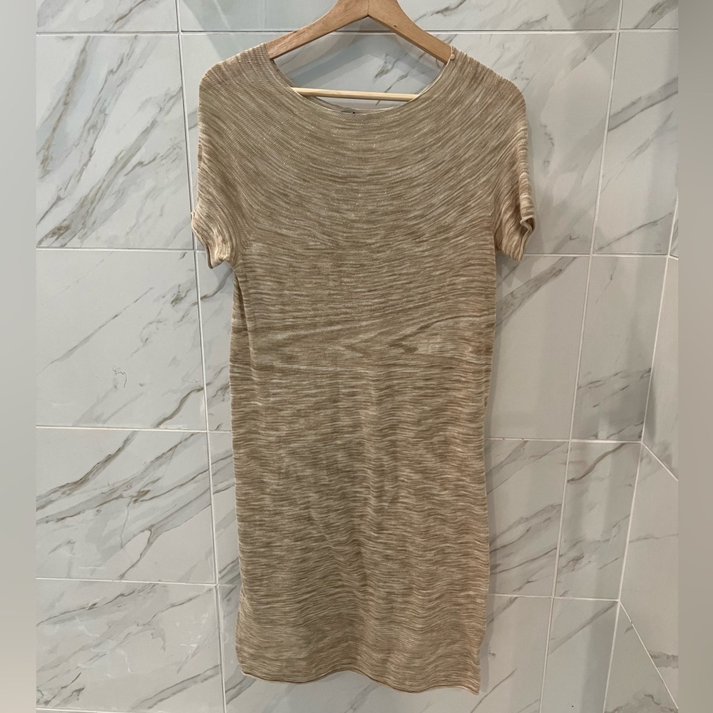Ports 1961 Tan Space Dyed Short Sleeve Knit Dress